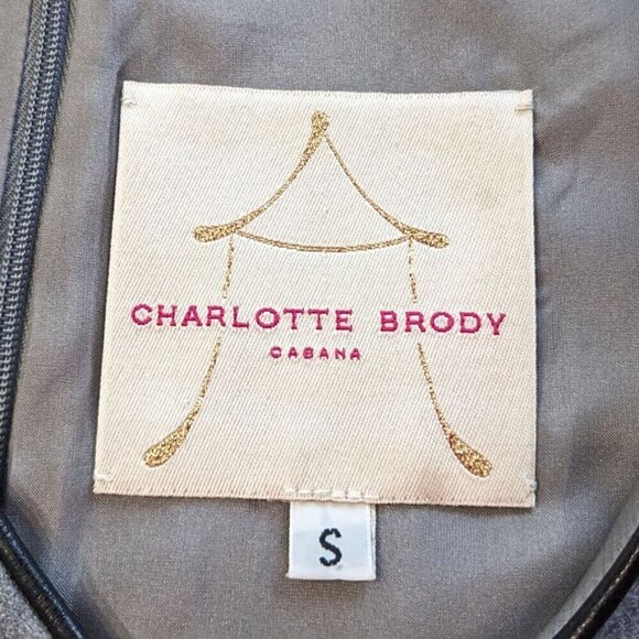 CHARLOTTE BRODY Cabana Gray V-Neck Puff Sleeve Sheath Mini Dress Size S - Picture 3 of 7